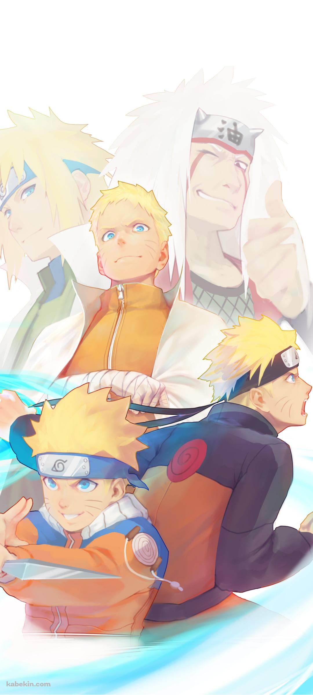 NARUTO 自来也& 波風ミナト&ナルト後姿　直筆原画 5枚セット うずまきナルト / 波風ミナト / 自来也 / 螺旋丸 / NARUTOのAndroid用