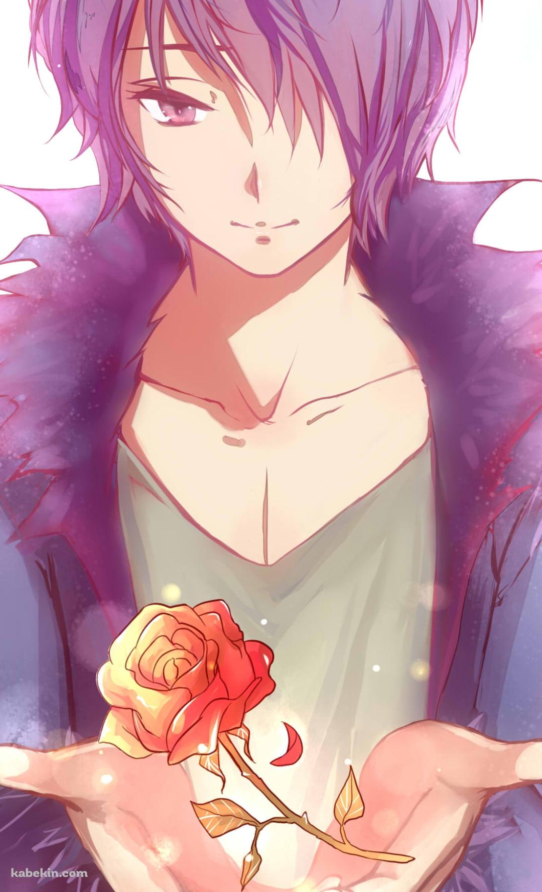 赤い薔薇を差し出すギャリー / ibのAndroidの壁紙(1080px x 1776px) スマホ用
