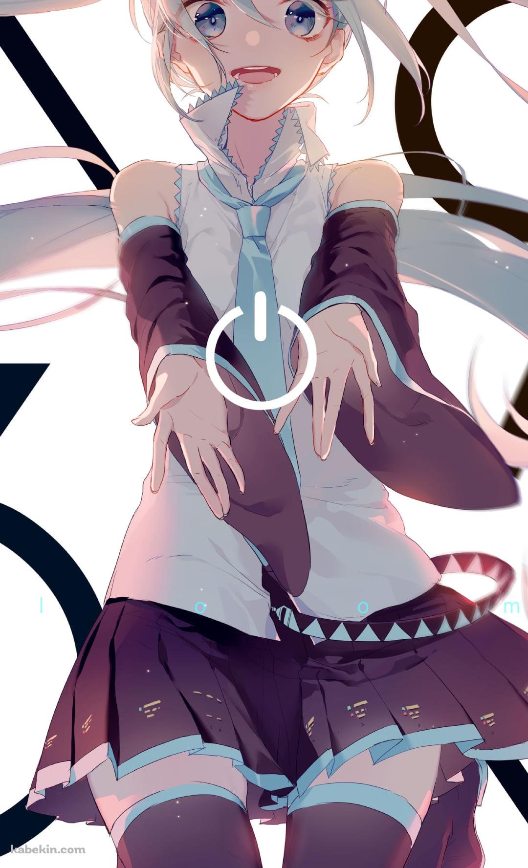 電源ボタンと笑顔の初音ミク / 39 / ボカロ / ボーカロイドのAndroidの壁紙(1080px x 1776px) スマホ用