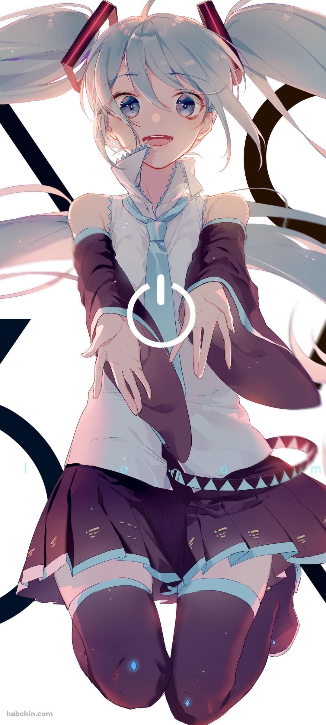 電源ボタンと笑顔の初音ミク / 39 / ボカロ / ボーカロイドのAndroidの壁紙(1080px x 2400px) スマホ用