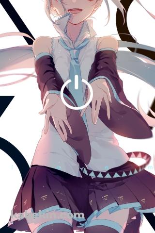 電源ボタンと笑顔の初音ミク / 39 / ボカロ / ボーカロイドのAndroidの壁紙(320px x 480px) スマホ用