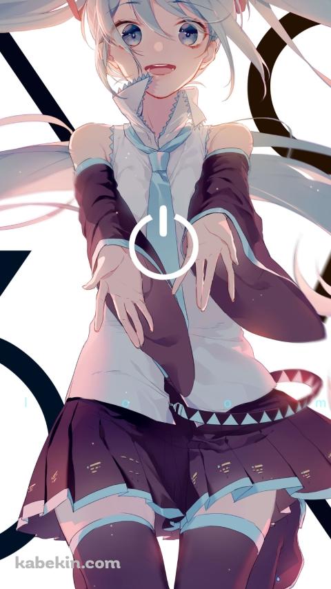 電源ボタンと笑顔の初音ミク / 39 / ボカロ / ボーカロイドのAndroidの壁紙(480px x 854px) スマホ用