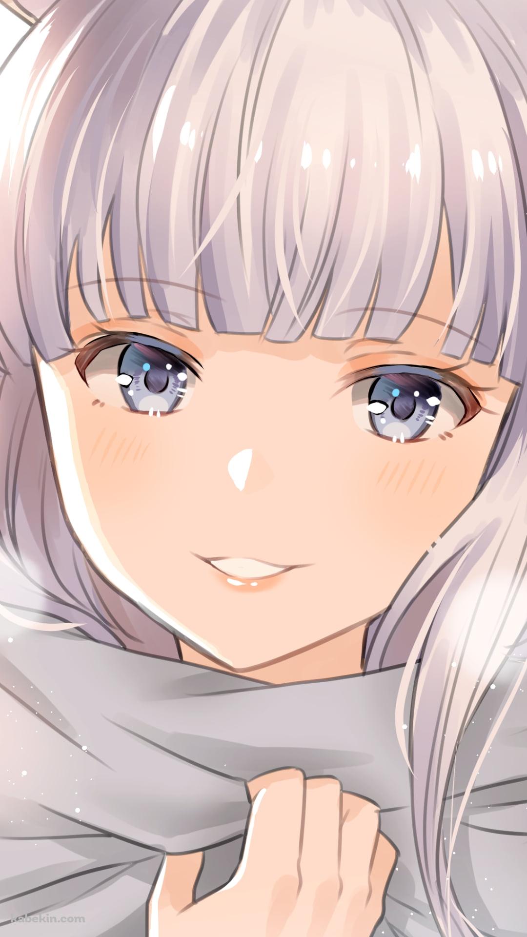 マフラーに手をかけ微笑むミュシャ / グラブル / グランブルーファンタジーのAndroidの壁紙(1080px x 1920px) スマホ用