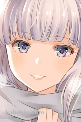 マフラーに手をかけ微笑むミュシャ / グラブル / グランブルーファンタジーのAndroidの壁紙(320px x 480px) スマホ用