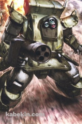 爆発から逃れるロボット / 装甲騎兵ボトムズのAndroidの壁紙(320px x 480px) スマホ用