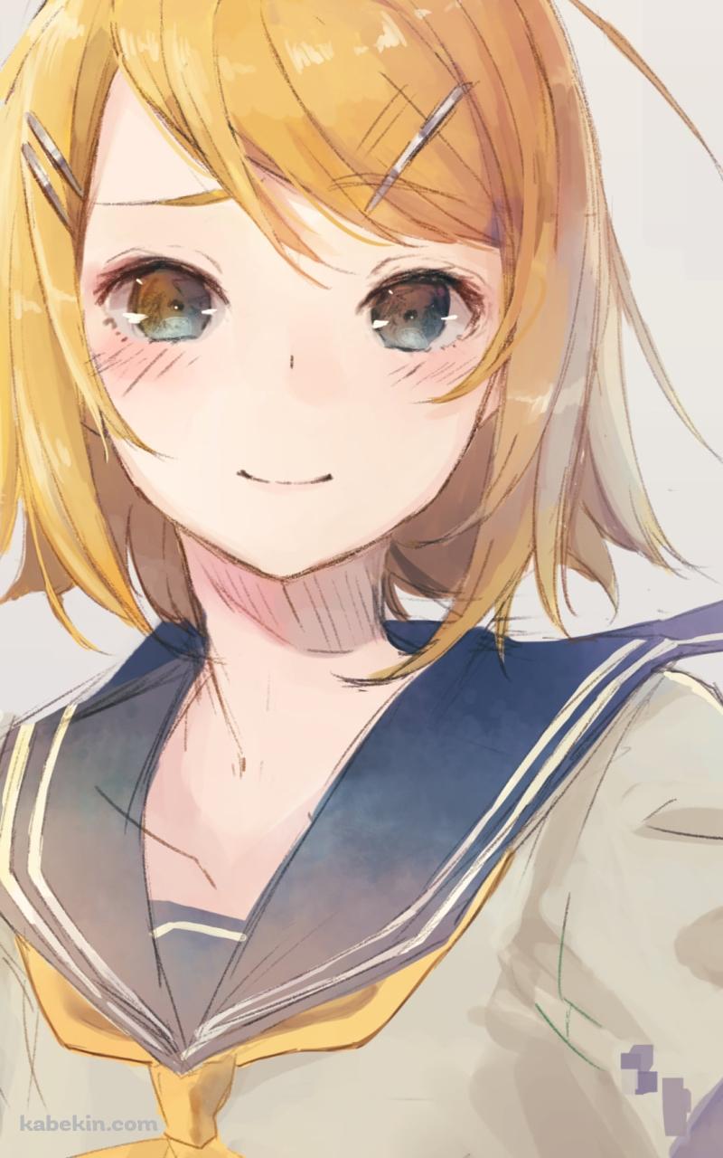 淡い色彩で描かれた可愛い鏡音リン / 水彩 / ボカロ / ボーカロイドのAndroidの壁紙(800px x 1280px) スマホ用