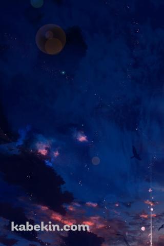 光る太陽と赤く染まる空のAndroidの壁紙(320px x 480px) スマホ用