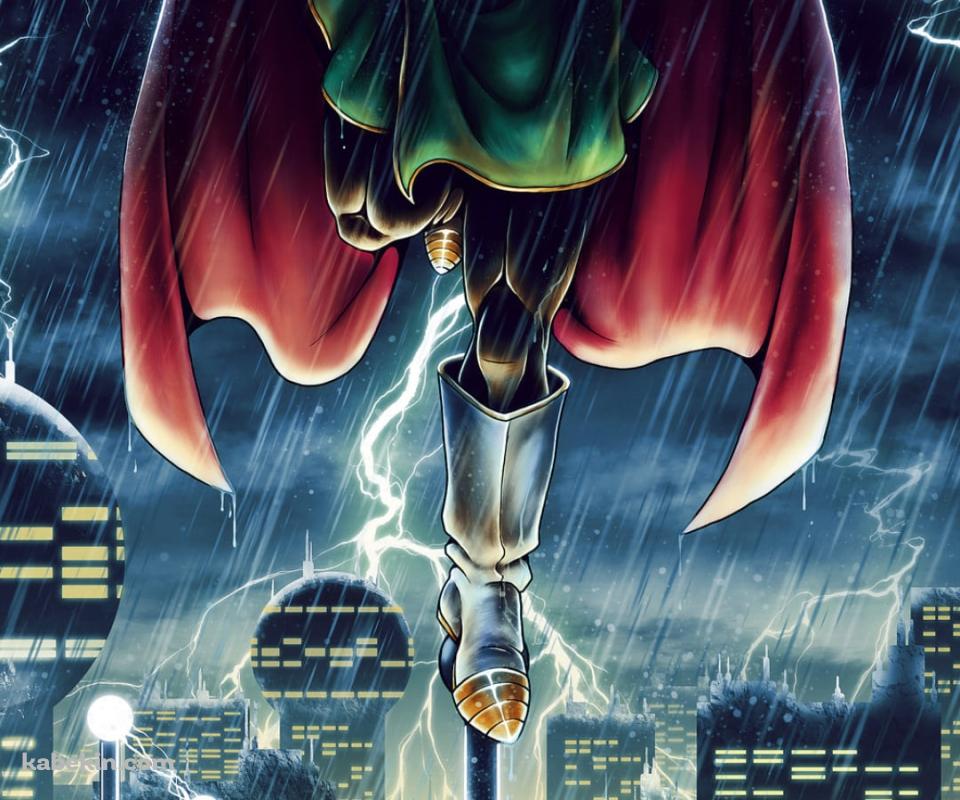 豪雨の中、建物の上に立ちポーズを決める孫 悟飯 / ドラゴンボールのAndroidの壁紙(960px x 800px) スマホ用