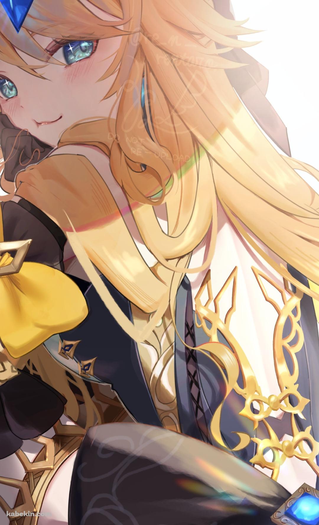 こちらに振り返るナヴィア / 金髪 / ブロンド / 青い宝石 / 原神のAndroidの壁紙(1080px x 1776px) スマホ用