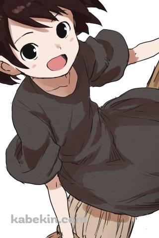 ホウキの上に乗って笑うキキ / 魔女の宅急便のAndroidの壁紙(320px x 480px) スマホ用