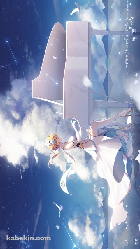 水の上で白いピアノを弾く蛍 / 原神のAndroidの壁紙(480px x 854px) スマホ用