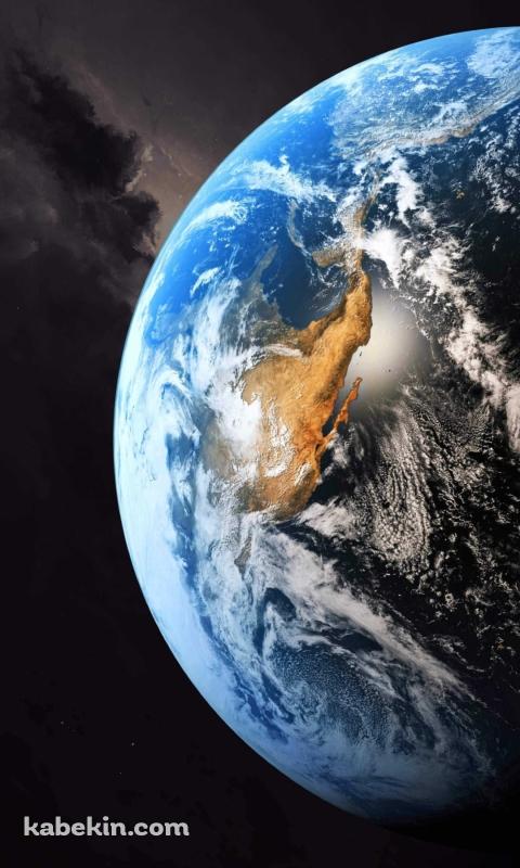 漆黒の宇宙と高精細な地球のAndroidの壁紙(480px x 800px) スマホ用