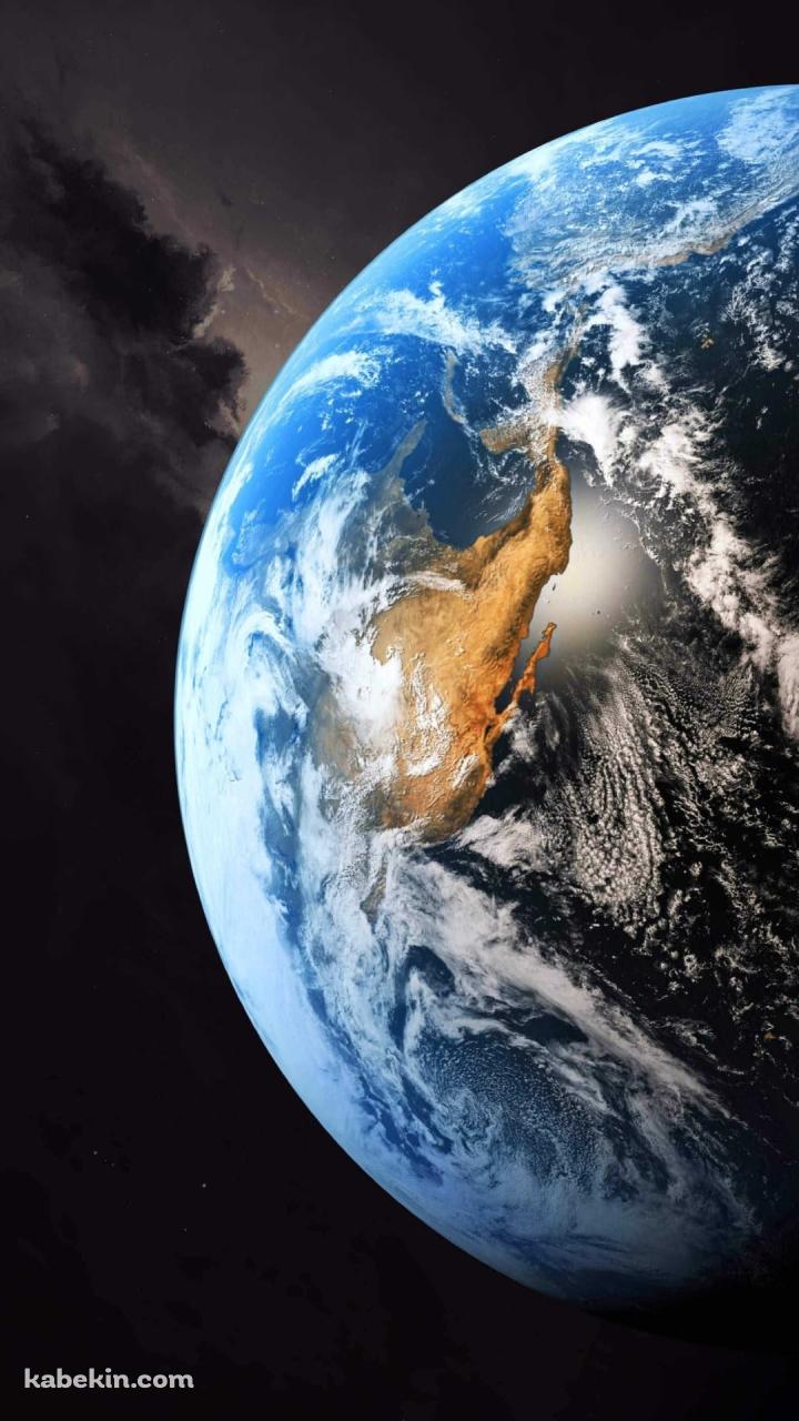 漆黒の宇宙と高精細な地球のAndroidの壁紙(720px x 1280px) スマホ用