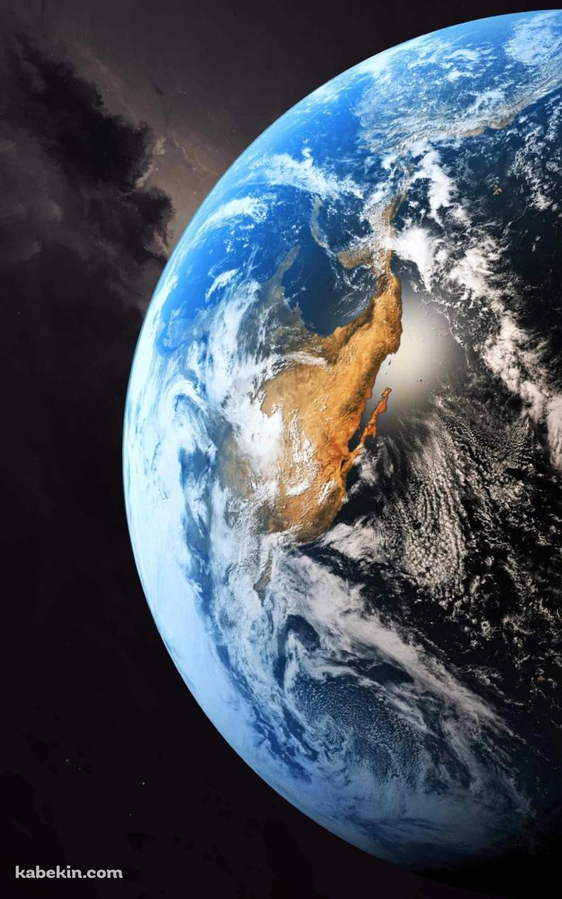 漆黒の宇宙と高精細な地球のAndroidの壁紙(800px x 1280px) スマホ用