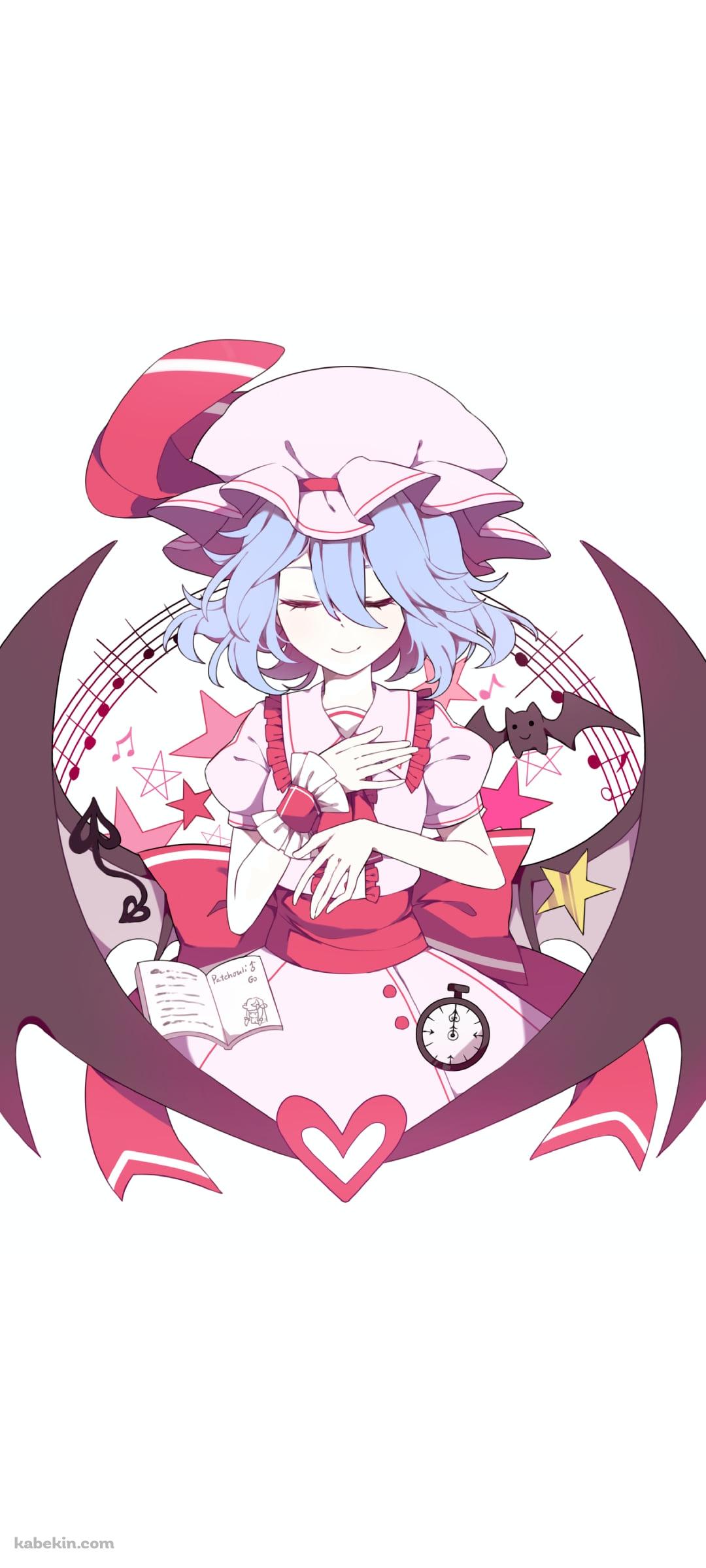 目をつぶる可愛いレミリア・スカーレット / 東方のAndroidの壁紙(1080px x 2400px) スマホ用