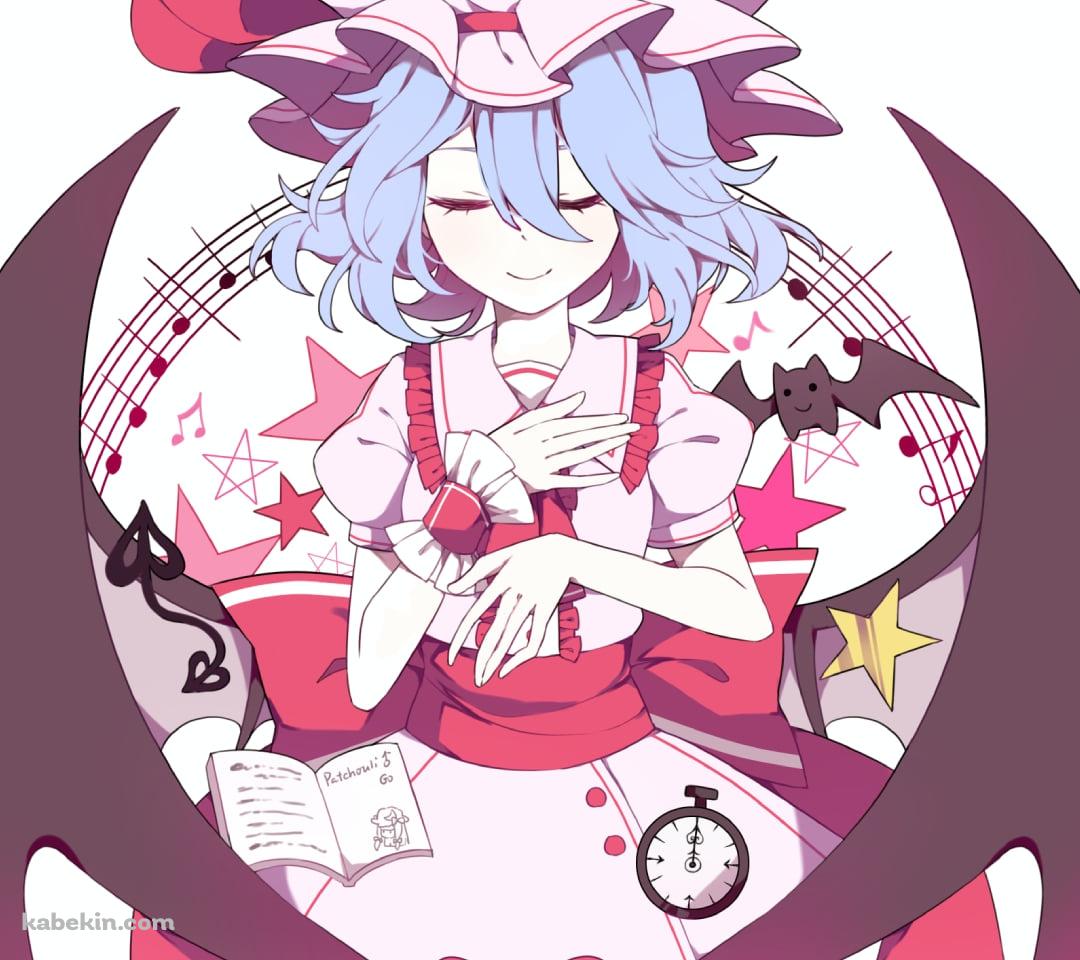 目をつぶる可愛いレミリア・スカーレット / 東方のAndroidの壁紙(1080px x 960px) スマホ用