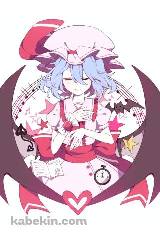 目をつぶる可愛いレミリア・スカーレット / 東方のAndroidの壁紙(320px x 480px) スマホ用