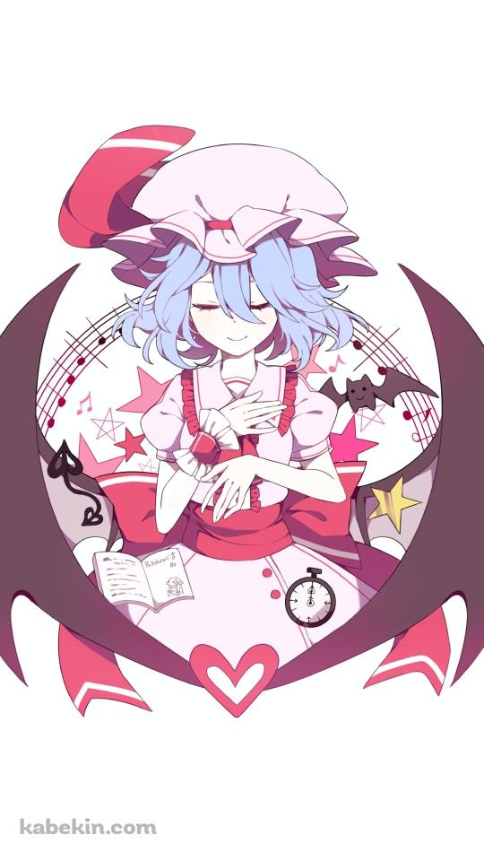 目をつぶる可愛いレミリア・スカーレット / 東方のAndroidの壁紙(540px x 960px) スマホ用