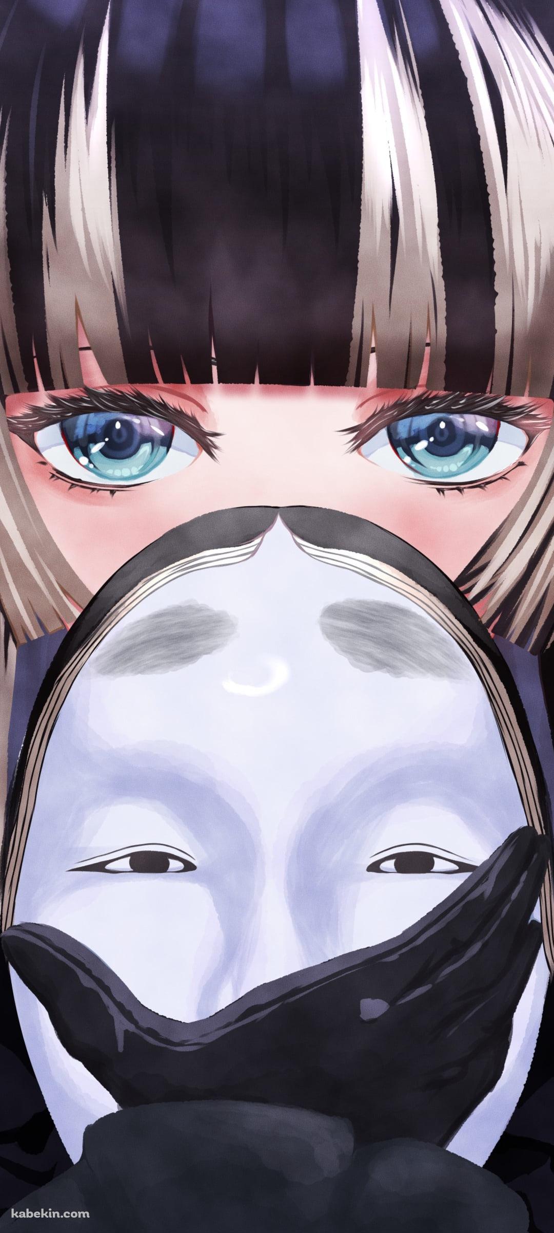 能面で顔を隠す儒烏風亭らでん / ホロライブ / バーチャルYouTuber / VtuberのAndroidの壁紙(1080px x 2400px) スマホ用