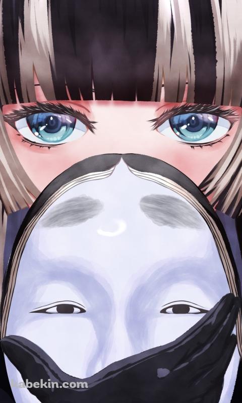 能面で顔を隠す儒烏風亭らでん / ホロライブ / バーチャルYouTuber / VtuberのAndroidの壁紙(480px x 800px) スマホ用