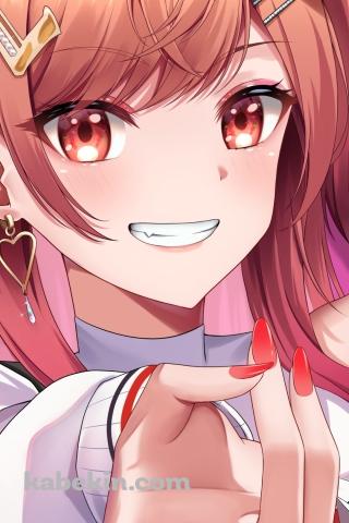 Wピースをする可愛い一条莉々華 / ホロライブ / バーチャルYouTuber / VtuberのAndroidの壁紙(320px x 480px) スマホ用