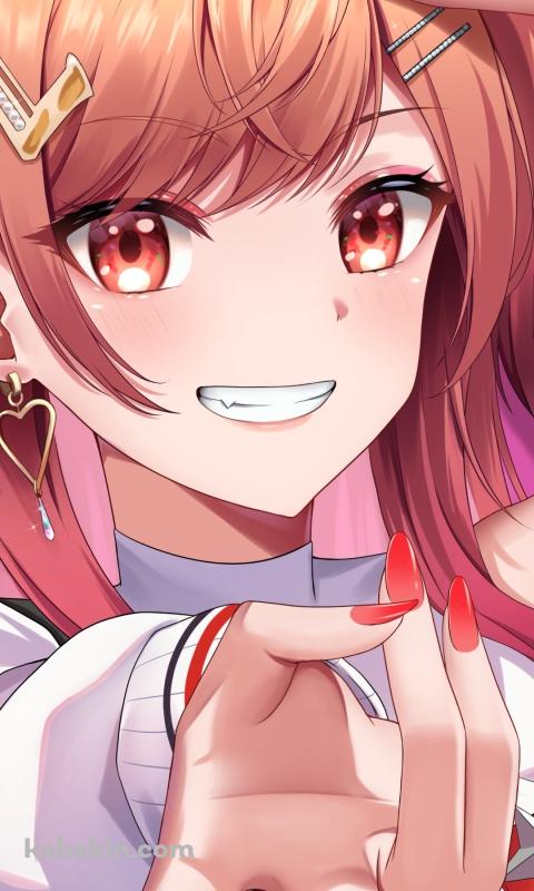 Wピースをする可愛い一条莉々華 / ホロライブ / バーチャルYouTuber / VtuberのAndroidの壁紙(480px x 800px) スマホ用