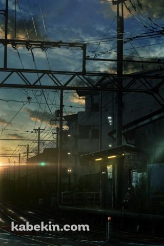 分岐する線路と朝日のAndroidの壁紙(320px x 480px) スマホ用