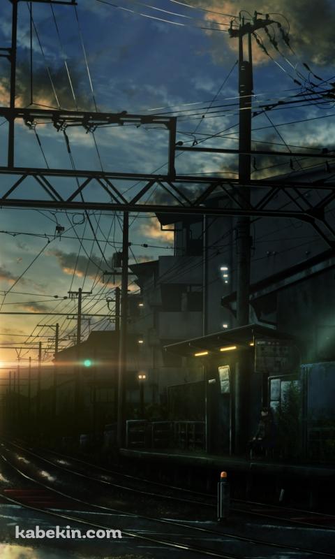 分岐する線路と朝日のAndroidの壁紙(480px x 800px) スマホ用