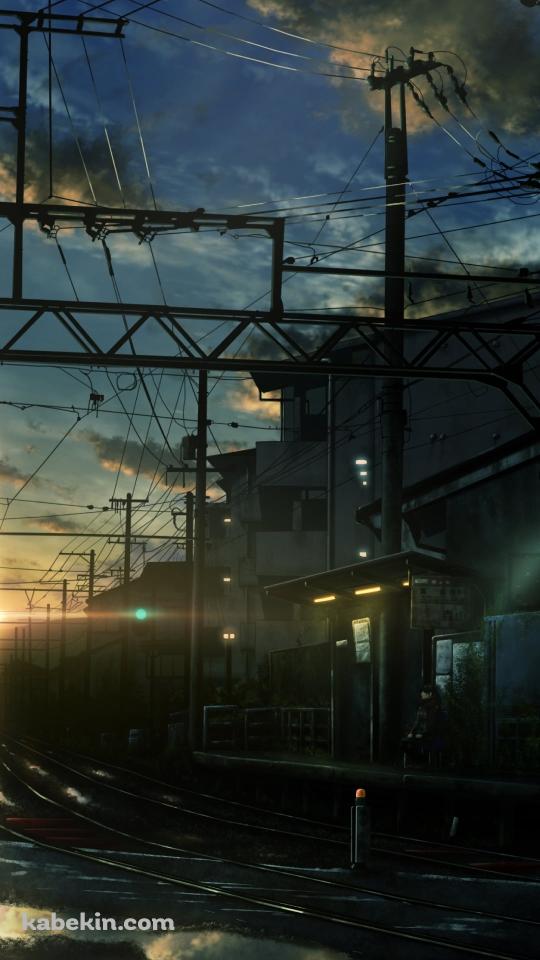 分岐する線路と朝日のAndroidの壁紙(540px x 960px) スマホ用