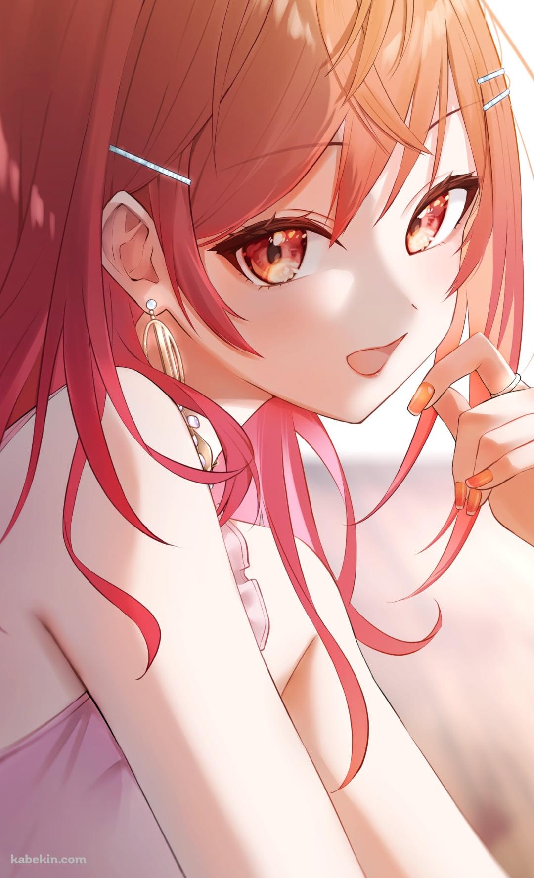 オレンジの瞳でこちらを見つめる一条莉々華 / ホロライブ / バーチャルYouTuber / VtuberのAndroidの壁紙(1080px x 1776px) スマホ用