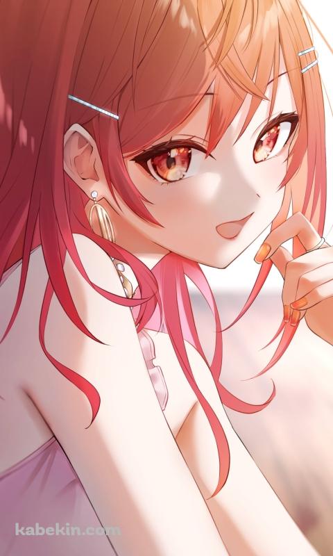 オレンジの瞳でこちらを見つめる一条莉々華 / ホロライブ / バーチャルYouTuber / VtuberのAndroidの壁紙(480px x 800px) スマホ用