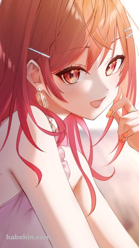 オレンジの瞳でこちらを見つめる一条莉々華 / ホロライブ / バーチャルYouTuber / VtuberのAndroidの壁紙(480px x 854px) スマホ用