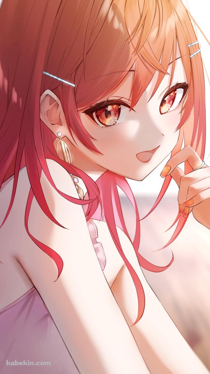 オレンジの瞳でこちらを見つめる一条莉々華 / ホロライブ / バーチャルYouTuber / VtuberのAndroidの壁紙(720px x 1280px) スマホ用