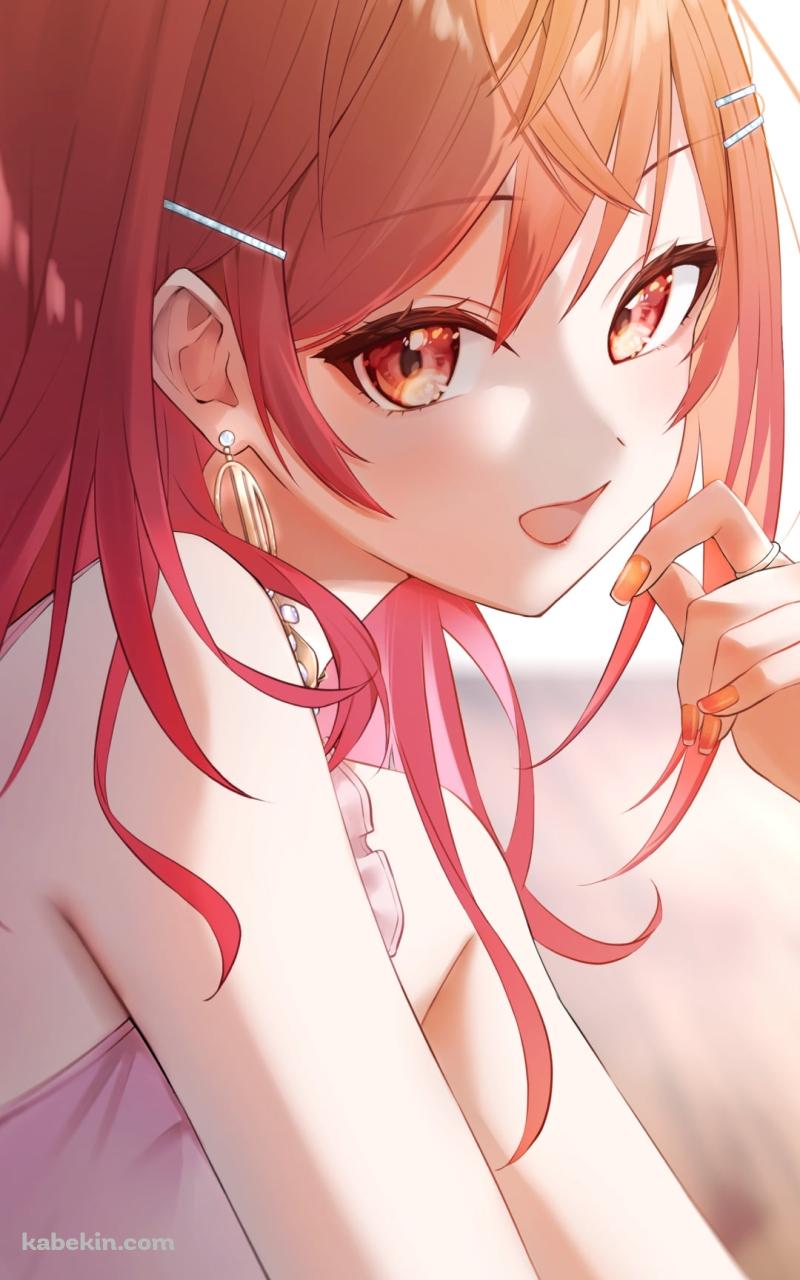 オレンジの瞳でこちらを見つめる一条莉々華 / ホロライブ / バーチャルYouTuber / VtuberのAndroidの壁紙(800px x 1280px) スマホ用