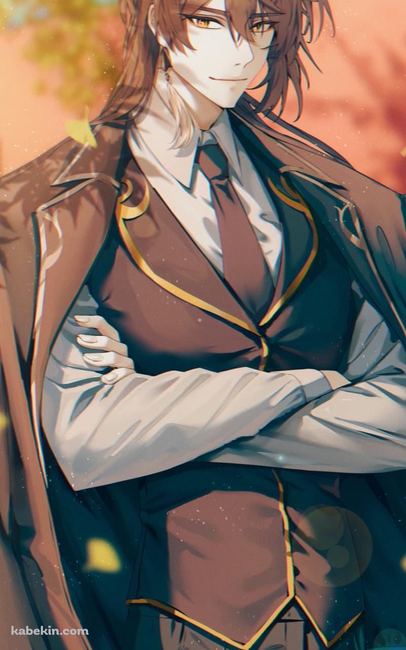 上着を羽織り両手を組む鍾離 / 原神のAndroidの壁紙(800px x 1280px) スマホ用