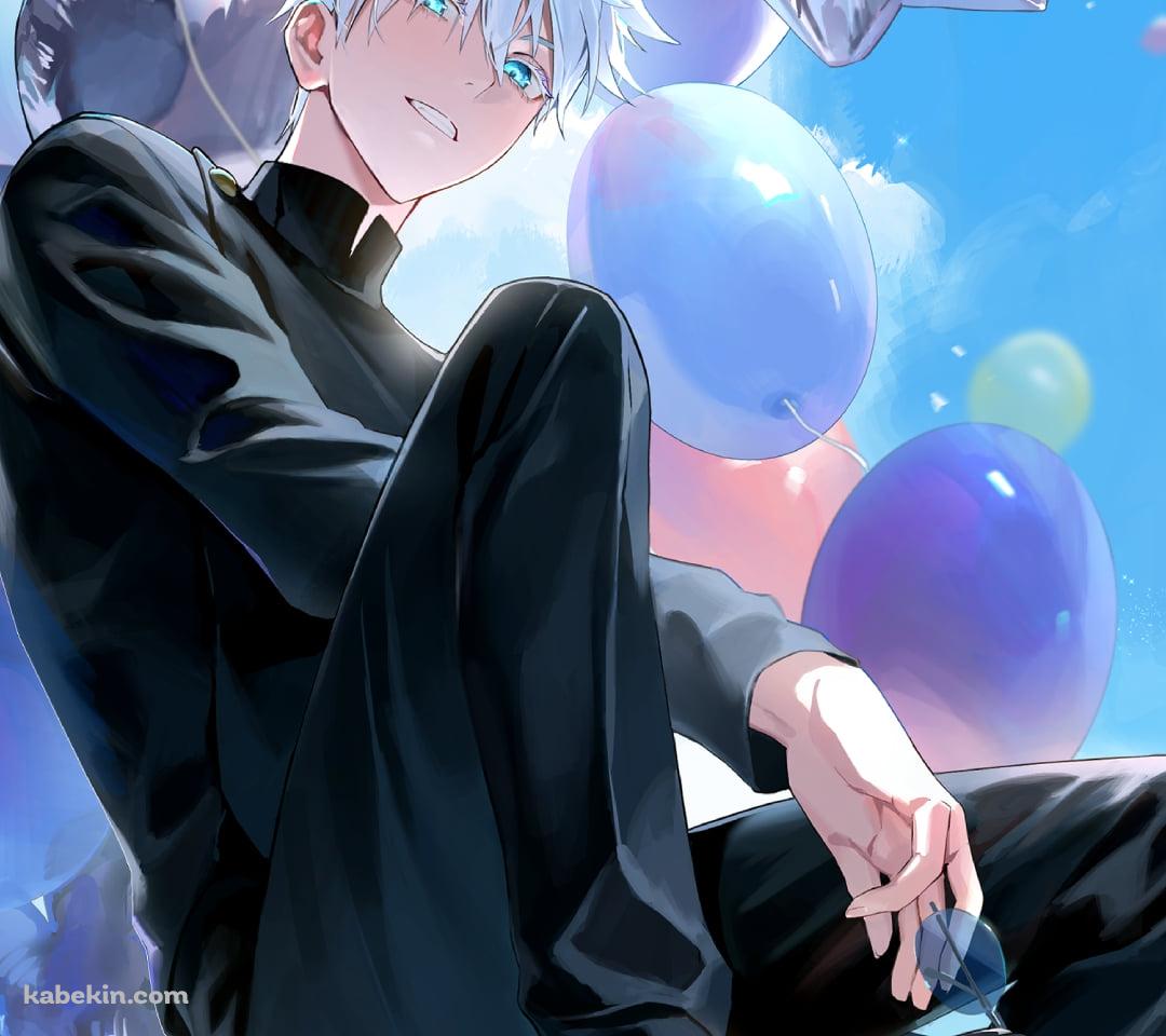 信号機の上に座る五条悟 / カラフルな風船 / 呪術廻戦のAndroidの壁紙(1080px x 960px) スマホ用