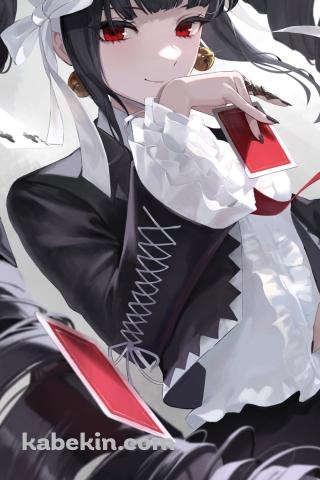 赤いトランプのカードを投げるセレスティア・ルーデンベルク / ダンガンロンパのAndroidの壁紙(320px x 480px) スマホ用