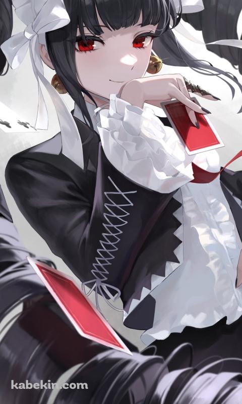 赤いトランプのカードを投げるセレスティア・ルーデンベルク / ダンガンロンパのAndroidの壁紙(480px x 800px) スマホ用