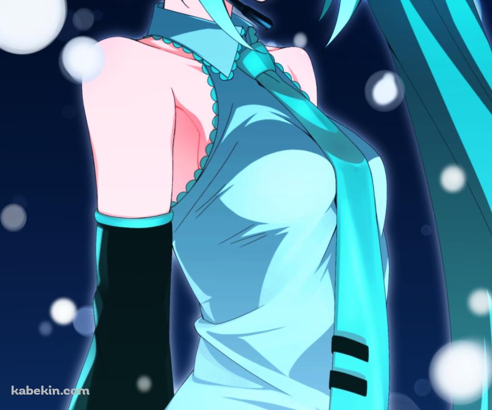 光る雪の中で微笑む初音ミク / ボカロ / ボーカロイドのAndroidの壁紙(960px x 800px) スマホ用