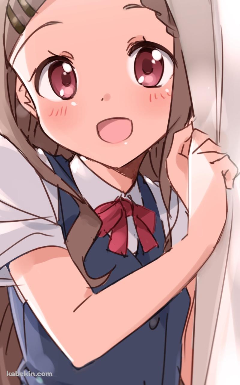 白いカーテンを開ける青羽ここな / ヤマノススメのAndroidの壁紙(800px x 1280px) スマホ用