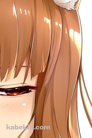 ライ麦を咥える可愛いホロ / 狼と香辛料のAndroidの壁紙(320px x 480px) スマホ用