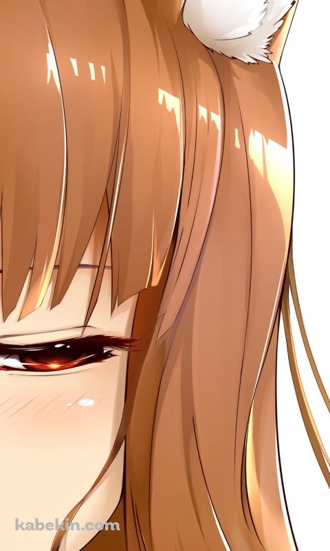 ライ麦を咥える可愛いホロ / 狼と香辛料のAndroidの壁紙(480px x 800px) スマホ用