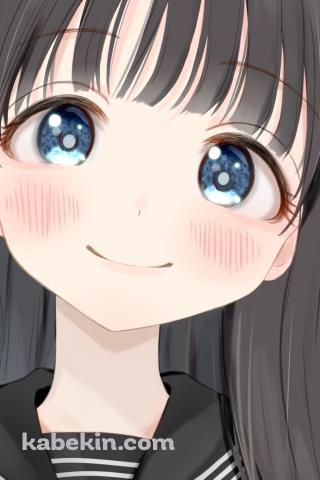 クリクリした青い瞳の可愛い明日小路 / 明日ちゃんのセーラー服のAndroidの壁紙(320px x 480px) スマホ用
