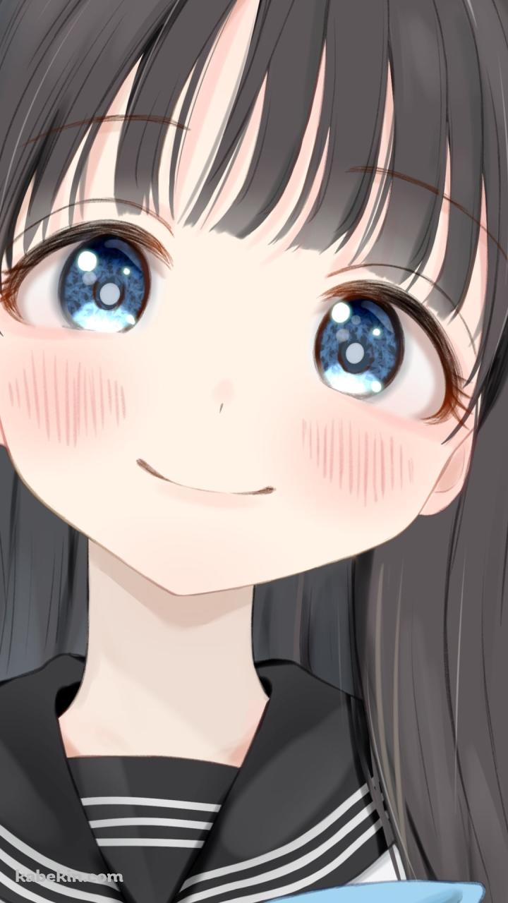 クリクリした青い瞳の可愛い明日小路 / 明日ちゃんのセーラー服のAndroidの壁紙(720px x 1280px) スマホ用