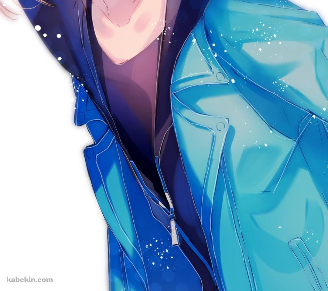 青いパーカーを着て微笑むユーリ プリセツキー / ユーリ!!! on IceのAndroidの壁紙(1080px x 960px) スマホ用