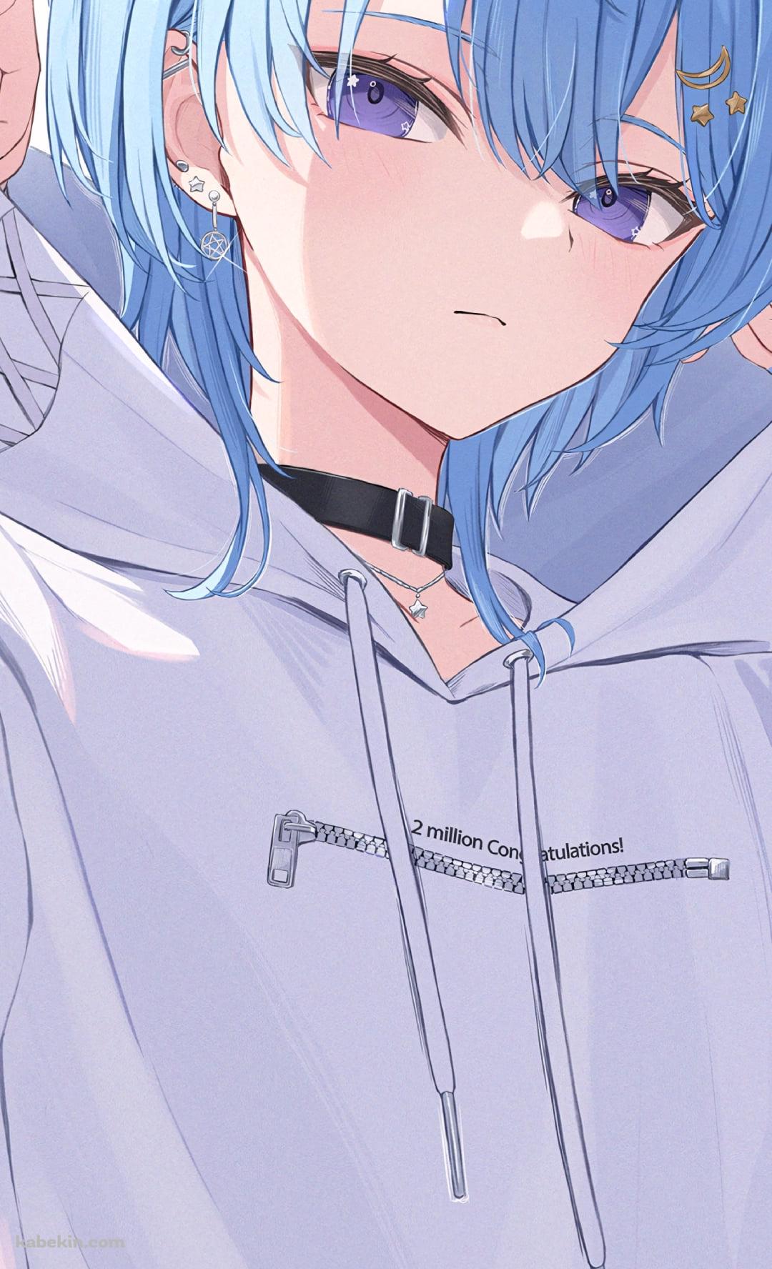 白いパーカーを着たかっこいい星街すいせい / ホロライブ / バーチャルYouTuber / VtuberのAndroidの壁紙(1080px x 1776px) スマホ用