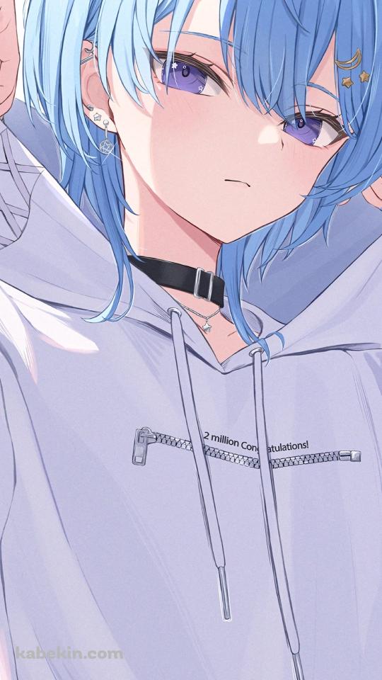 白いパーカーを着たかっこいい星街すいせい / ホロライブ / バーチャルYouTuber / VtuberのAndroidの壁紙(540px x 960px) スマホ用