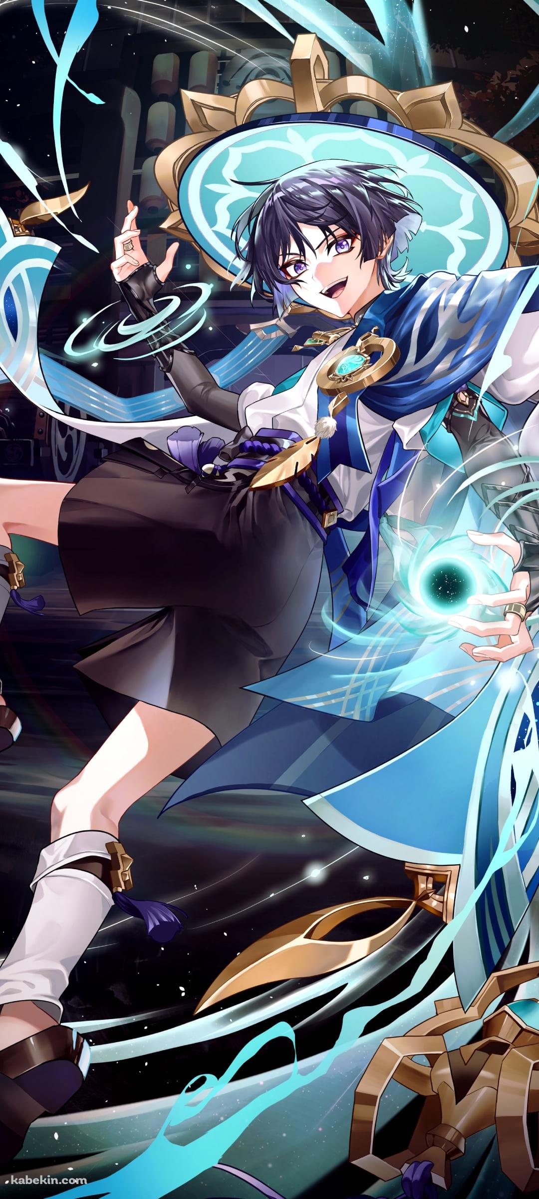 左手で魔法を詠唱するスカラマシュ / 放浪者 / 原神のAndroidの壁紙(1080px x 2400px) スマホ用