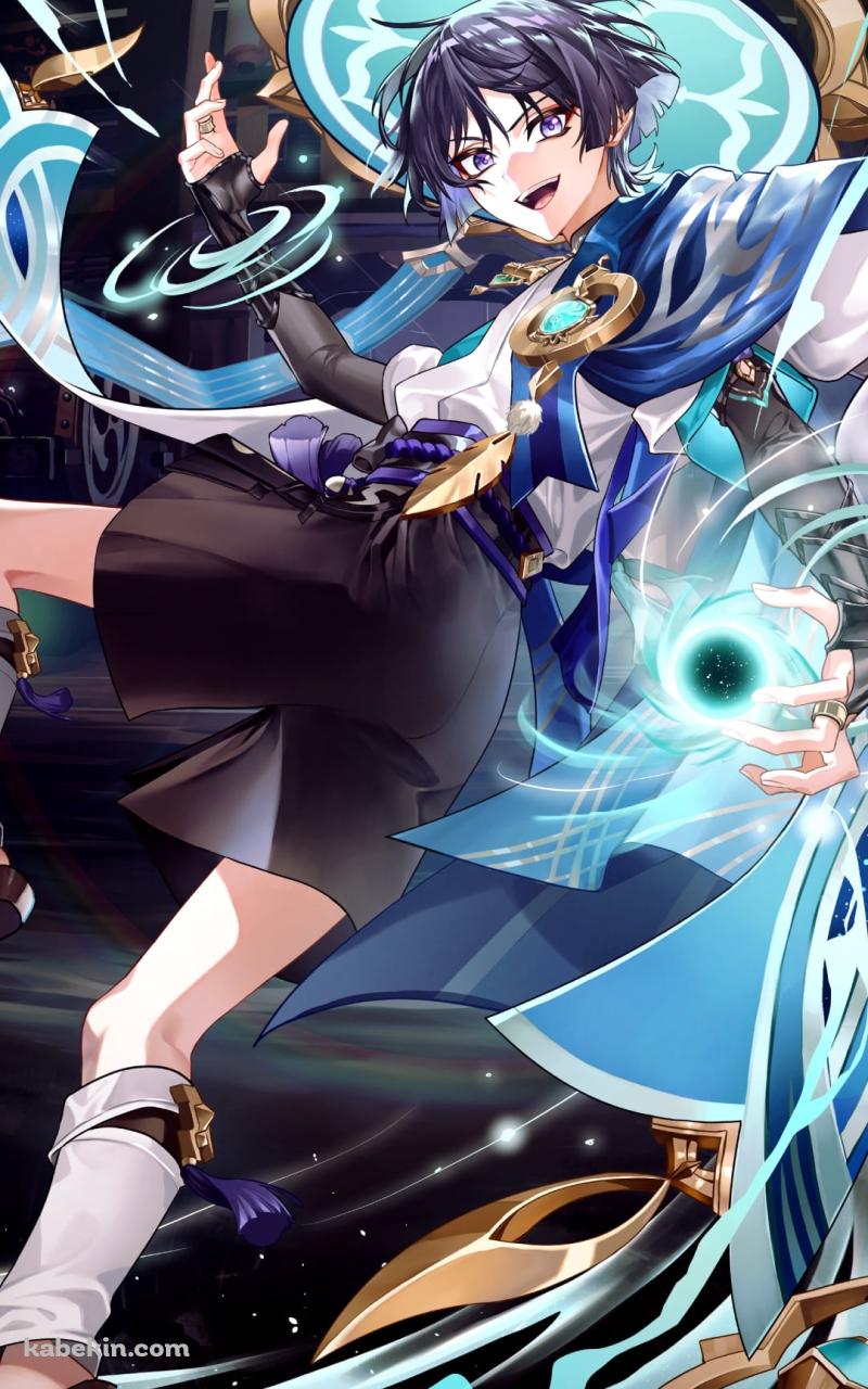 左手で魔法を詠唱するスカラマシュ / 放浪者 / 原神のAndroidの壁紙(800px x 1280px) スマホ用