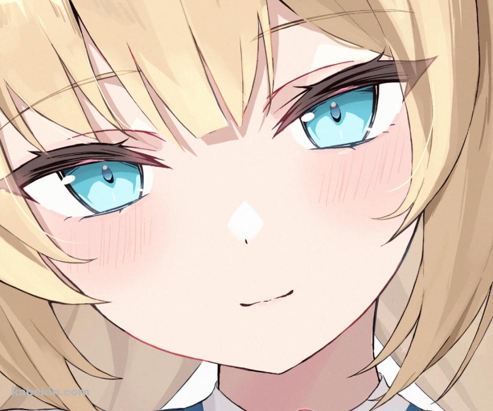 指でハートを作る赤井はあと / ブロンド / 緑の瞳 / ホロライブ / バーチャルYouTuber / VtuberのAndroidの壁紙(960px x 800px) スマホ用